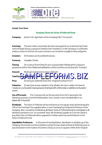 Sample Term Sheet 2 pdf free