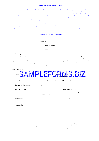 Sample Term Sheet Template